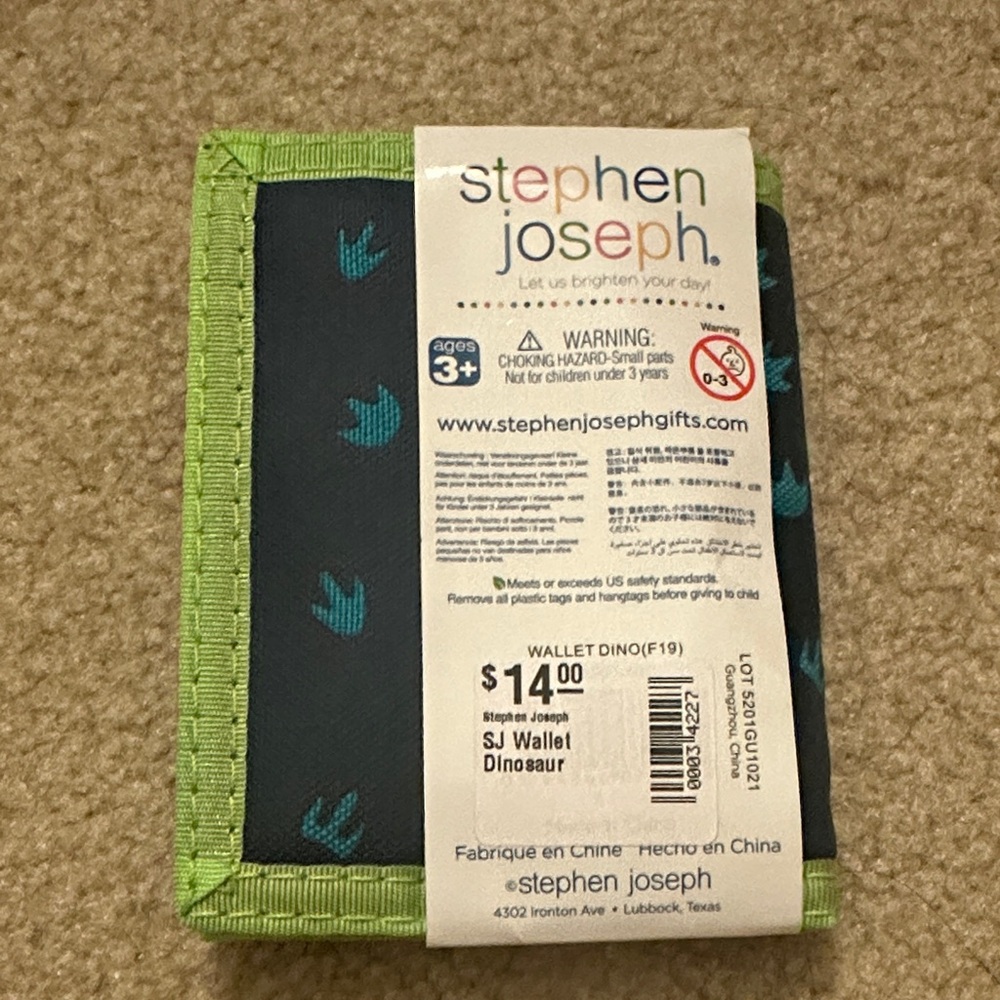 Kids Dinosaur Wallet - Green and Navy - Picture 2 of 3
